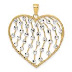 14k with White Rhodium Diamond-cut Large Heart Pendant