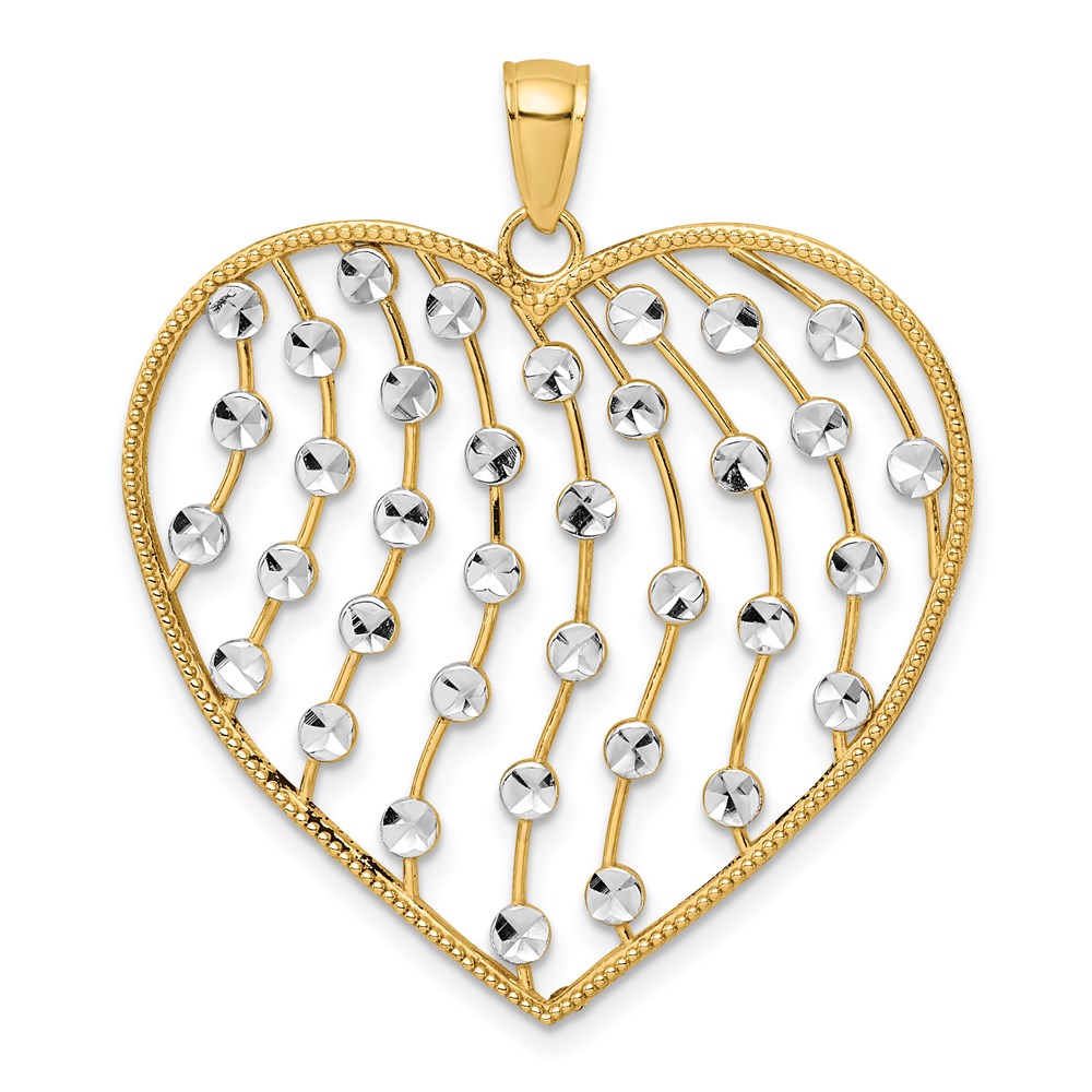 K9463.jpg 14k with White Rhodium Diamond-cut Large Heart Pendant - Image 1