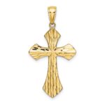 14K and White Rhodium Diamond-cut Reversible Cross Charm - Image 4
