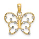 14k and White Rhodium Butterfly Charm