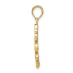 14K and White Rhodium Beaded Heart Petals Flower Charm - Image 2