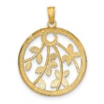 14K and White Rhodium Leaves in Round Frame Charm - Image 4