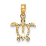14K with White Rhodium Mini Sea Turtle Charm - Image 4