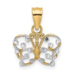 14k and White Rhodium Diamond-cut Butterfly Charm