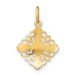 14K and White Rhodium Diamond-cut Filigree Medallion Charm - Image 4