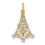 14K with White Rhodium Diamond-cut Chandelier Charm