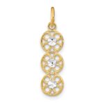 14k and White Rhodium Diamond-cut 3-Circle Charm