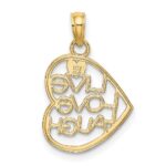 14k and White Rhodium LIVE LOVE LAUGH In Heart Charm - Image 4