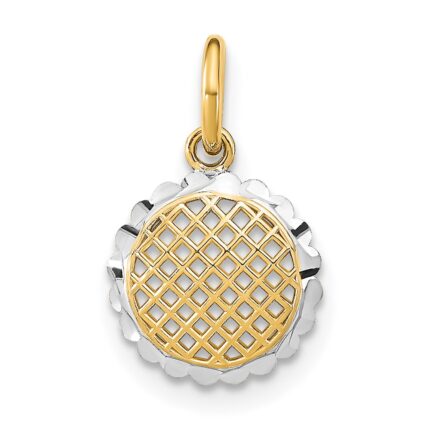 14K and White Rhodium Diamond-cut Mini Sunflower Charm