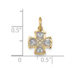 14K and White Rhodium Small Diamond-cut Hearts Maltese Cross Charm - Image 3