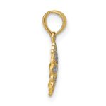 14K and White Rhodium Diamond-cut Mini Filigree Flower Charm - Image 2