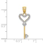 14k and White Rhodium Key with Heart Charm - Image 4
