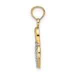 14k and White Rhodium Polished and Textured Intertwined Hearts Charm - Image 2