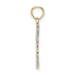 14K and White Rhodium Polished and Textured Cut-Out HOPE Angel Charm - Image 2