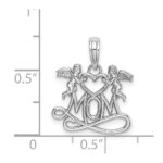 14K White Gold MOM with Heart and Angels Pendant - Image 4