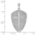 14k White Gold Cross Shield with Joshua 1:9 On Reverse Charm - Image 3