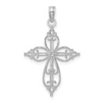 14K White Gold Beaded Cross Charm - Image 4