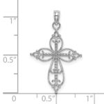 14K White Gold Beaded Cross Charm - Image 3