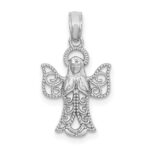 14k White Gold Filigree Angel Pendant