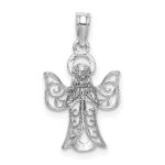 14k White Gold Filigree Angel Pendant - Image 4