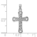 14k White Gold Fancy Cross Pendant - Image 3