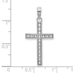 14K White Gold Beaded Block Cross Charm - Image 3