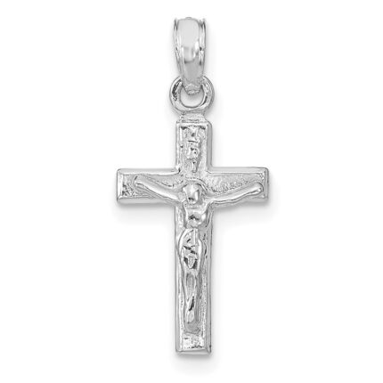 14k White Gold Crucifix Pendant