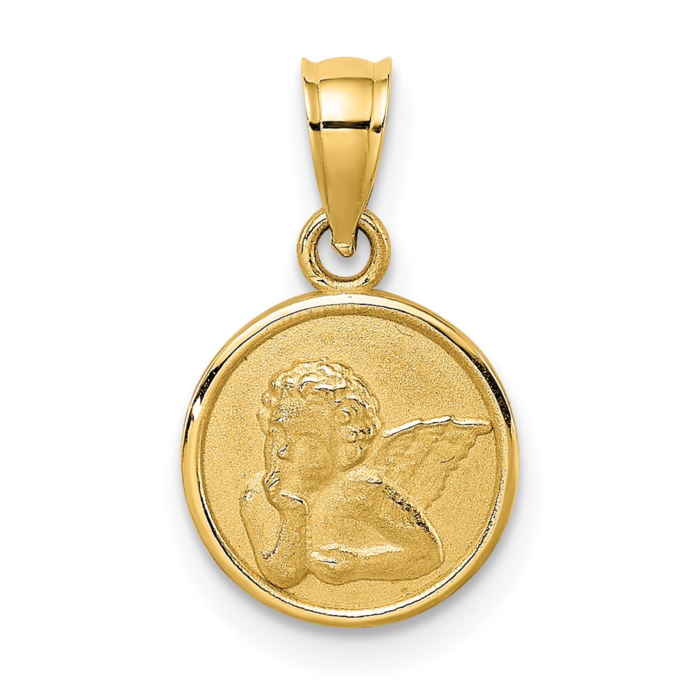 K9687.jpg 14k 10mm Textured Angel Coin Charm - Image 1