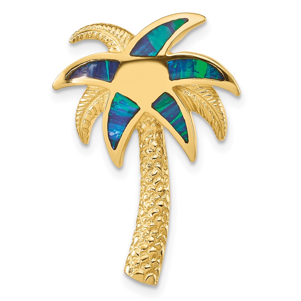 K9704.jpg 14k Lab Created Opal Palm Tree Omega Slide - Image 1