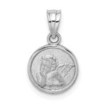 14k White Gold 10mm Textured Angel Coin Charm