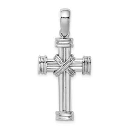 14k White Gold Polished -X- Center Cross Charm
