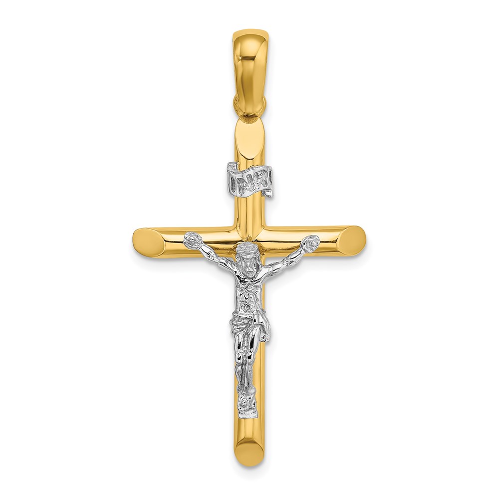 K9741.jpg 14K Two-tone Polished Crucifix Charm - Image 1