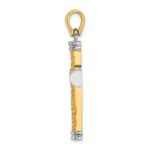 14K and White Rhodium Scroll with Double Endcaps Cross Charm - Image 2