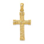14K Scroll with Double Endcaps Cross Charm