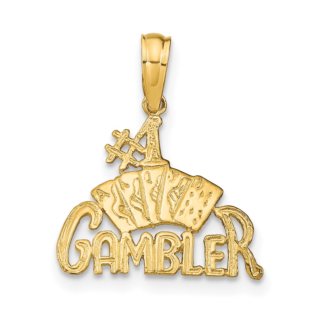 K9766.jpg 14K #1 GAMBLER with Cards Pendant - Image 1