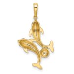 14k with White Rhodium Two Dolphins with Ball Pendant - Image 3