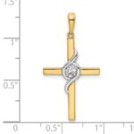 14K and White Rhodium Twist Diamond-cut Cross Pendant - Image 4