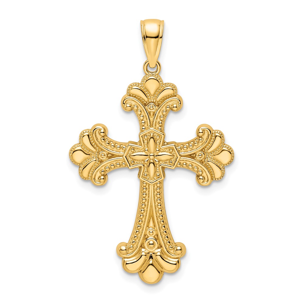 K9813.jpg 14K Polished Beaded Fancy Cross Pendant - Image 1