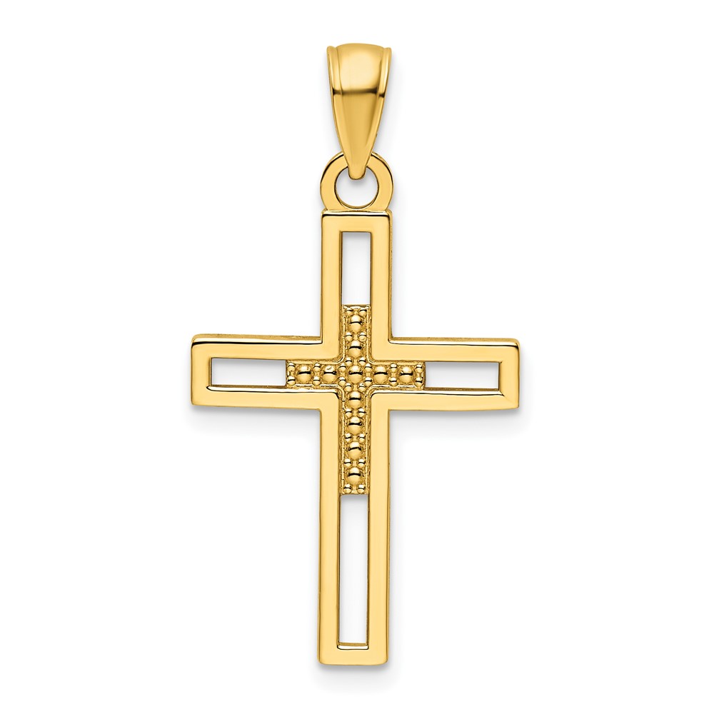 K9841.jpg 14K Polished Beaded Cross Pendant - Image 1