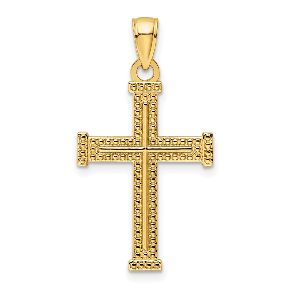 K9857.jpg 14K Polished Beaded Cross Pendant - Image 1