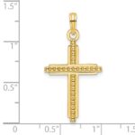 14K Polished Beaded Cross Pendant - Image 4