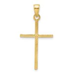 14K Polished Beaded Cross Pendant - Image 3