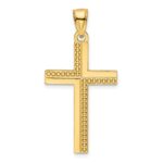 14K Polished Beaded Cross Pendant