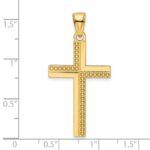 14K Polished Beaded Cross Pendant - Image 4