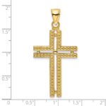 14K Polished Beaded Cross Pendant - Image 4