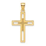 14k Beaded Polished Double Cross Pendant
