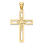 14k Beaded Polished Double Cross Pendant - Image 4