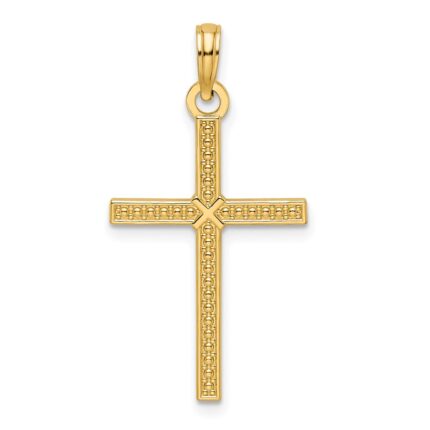 14k Beaded and Polished Fancy Cross Pendant