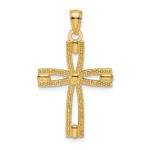 14k Beaded and Polished Cross Pendant