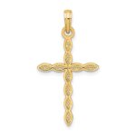 14K Polished and Beaded Design Cross Pendant - Image 4
